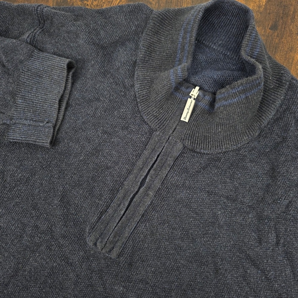 Tommy Bahama 1/4 Zip Pullover Sweater Lightweight Knit‎ Navy Blue Men's XL